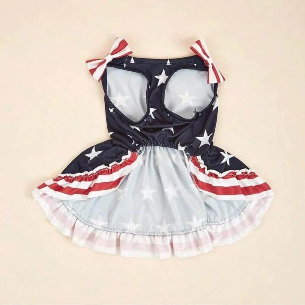 1 Pcs Independent Day July 4th American Flag Themed Pet Dress For Dog / Cat, M